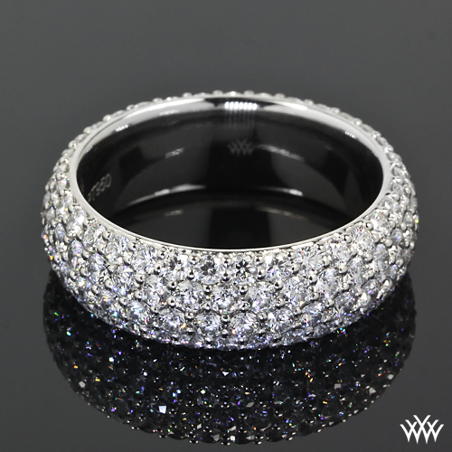 Custom 4 Row Rounded Pave Diamond Wedding Band