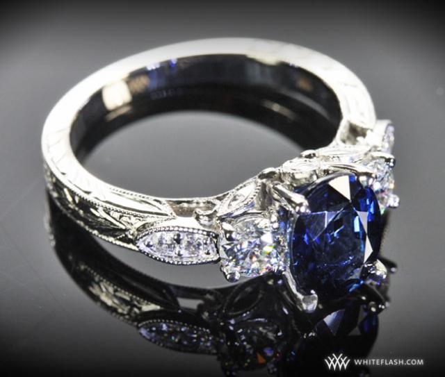 Custom Blue Sapphire and Diamond Engagement Ring