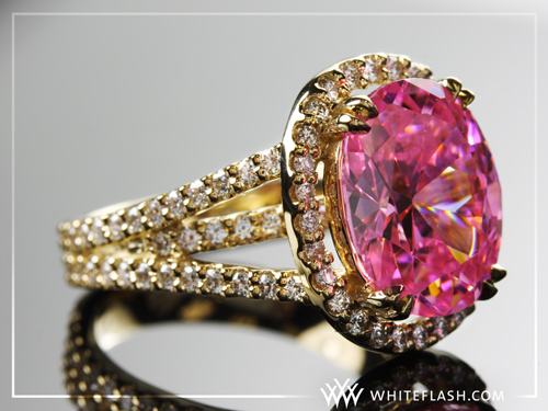 Custom Gold and Pink Gemstone Ring by Whiteflash.com