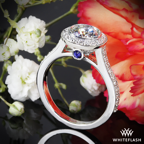 Custom Halo Bezel Diamond Engagement Ring