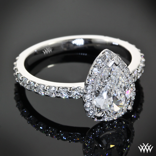 Custom Pear Halo Diamond Engagement Ring