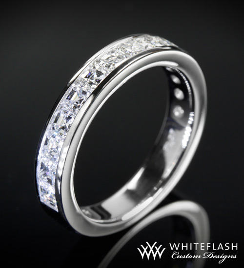 Custom Platinum Channel Set Asscher Wedding Band