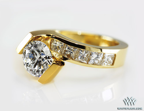 Custom Round with Princess Diamond Engagement Ring