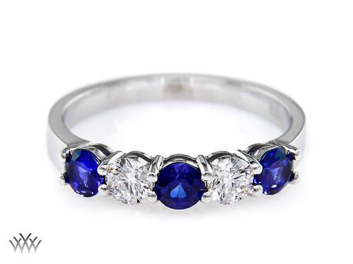 Custom Sapphire and Diamond Wedding Band