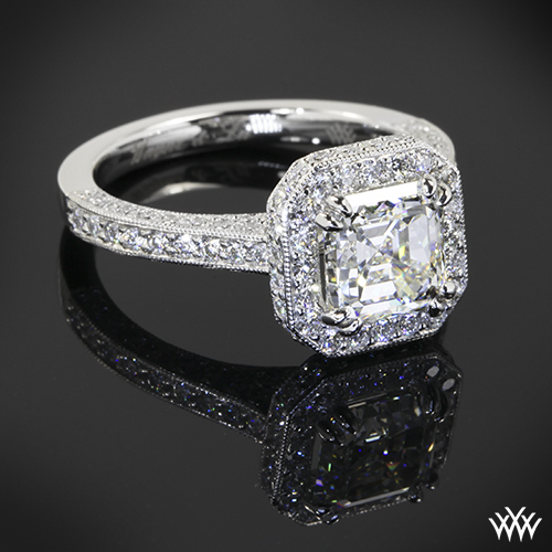 Custom Square Halo Diamond Engagement Ring