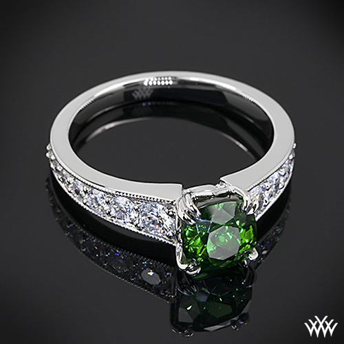 Custom Tsavorite and Diamond Engagement Ring