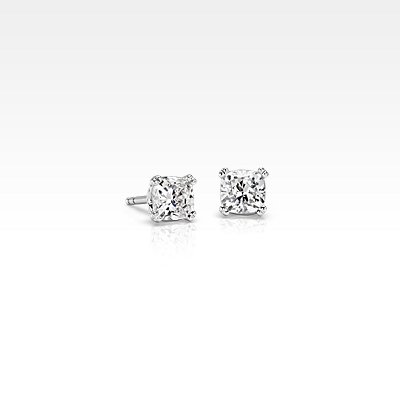 Diamond Cushion Stud Earrings with Woven Basket in 18k WG (1 ct. tw.)