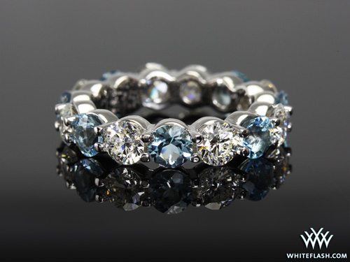 Eternity Diamond and Aquamarine Wedding Band