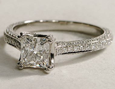 Heirloom Micropavé Diamond Engagement Ring in Platinum (1/3 ct. tw.)