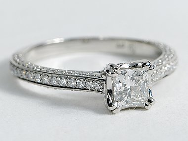 Heirloom Micropave Diamond Engagement Ring in Platinum (1/3 ct. tw.)