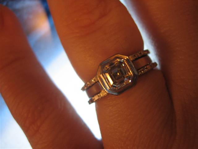 LaurenThePartier's 3 ring Asscher set