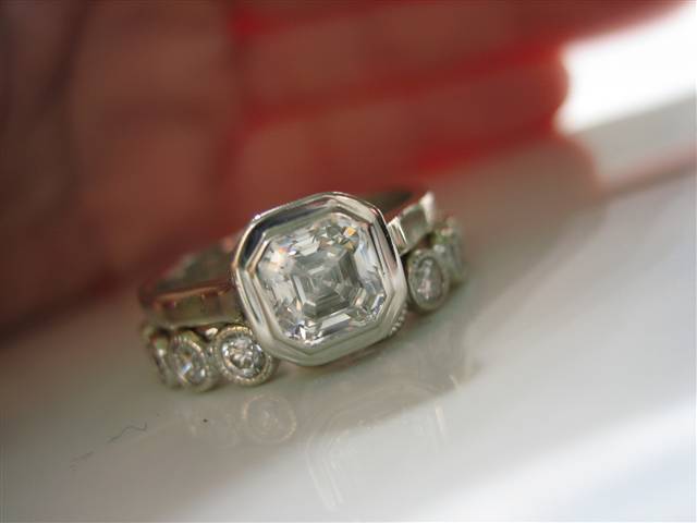 LaurenThePartier's .71 ct. Asscher wedding set