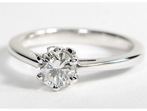 Leaf Solitaire Engagement Ring in 14k White Gold