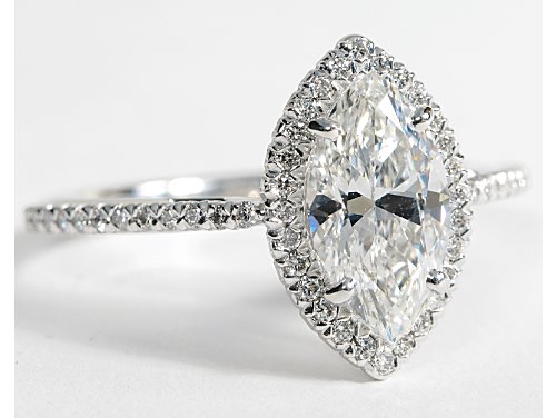 Marquise Cut Halo 18k White Gold