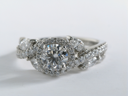 Monique Lhuillier Floral Halo Diamond Engagement Ring