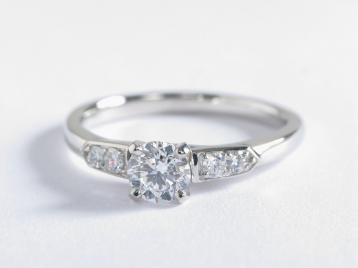 Monique Lhuillier Tapered Shoulders Diamond Engagement Ring