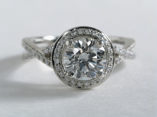 Monique Lhuillier Twist Halo Engagement Ring