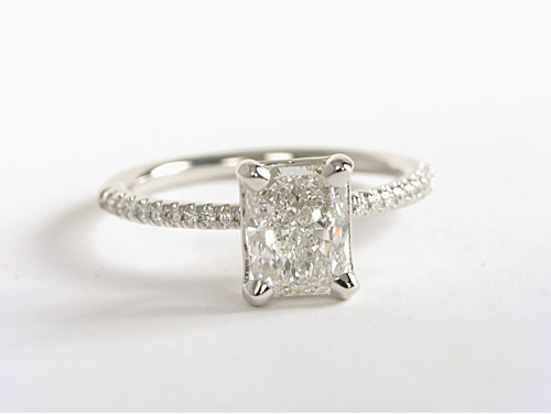 Petite Micropavé Diamond Engagement Ring in Platinum