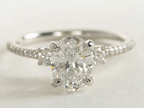 Petite Micropave Trio Diamond Engagement Ring