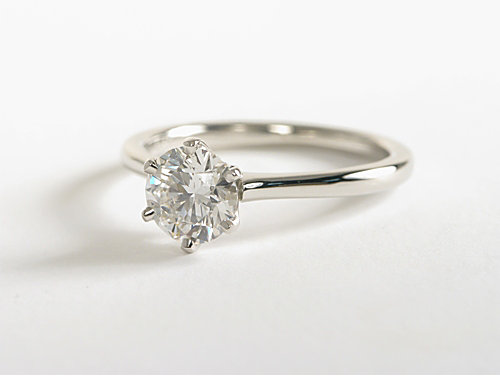 Petite Nouveau Six Prong Solitaire in Platinum