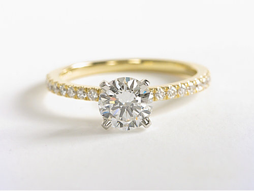 Petite Pave Diamond Engagement Ring in 18k Yellow Gold