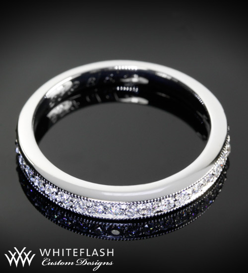 Platinum Sleek Line Milgrain Wedding Band