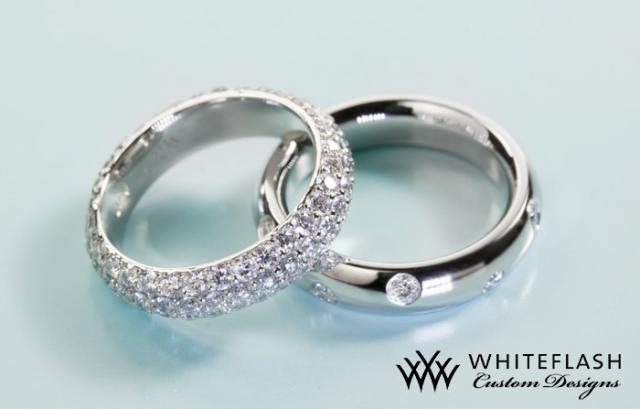 Platinum Tiffany Style Pave Band and Scattered Diamond Band