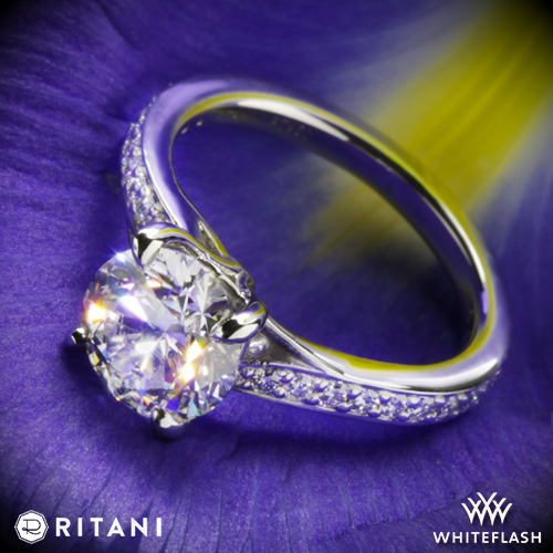 Ritani 1RZ2490 Micropave Diamond Engagement Ring with a 1.57ct A CUT ABOVE