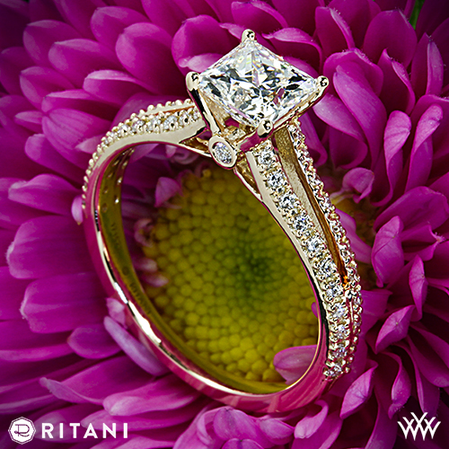 Ritani Double French-Set Diamond 'V' Engagement Ring