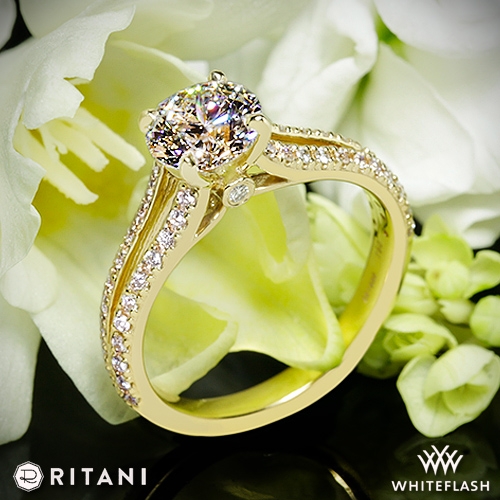 Ritani Double French-Set "V" Diamond Engagement Ring