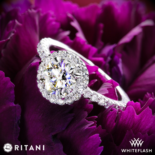 Ritani Halo Diamond Engagement Ring set with a 0.898ct A CUT ABOVE