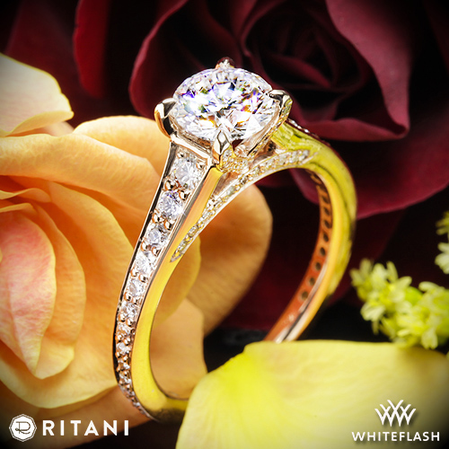 Ritani Tapered Pave Diamond Engagement Ring with a 1.02ct A CUT ABOVE