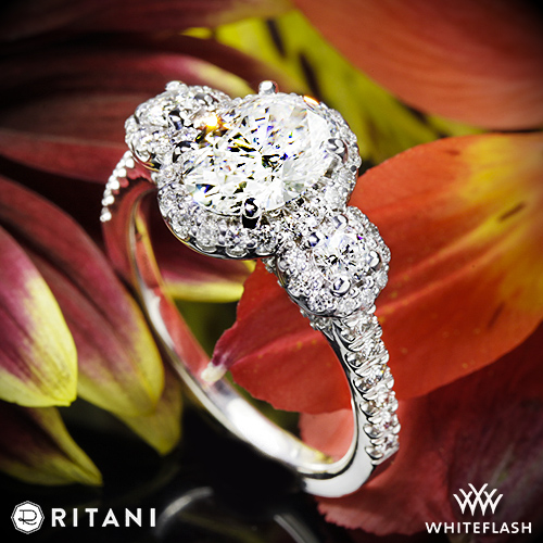 Ritani Three Stone Engagement Ring set with a 1.27ct Oval