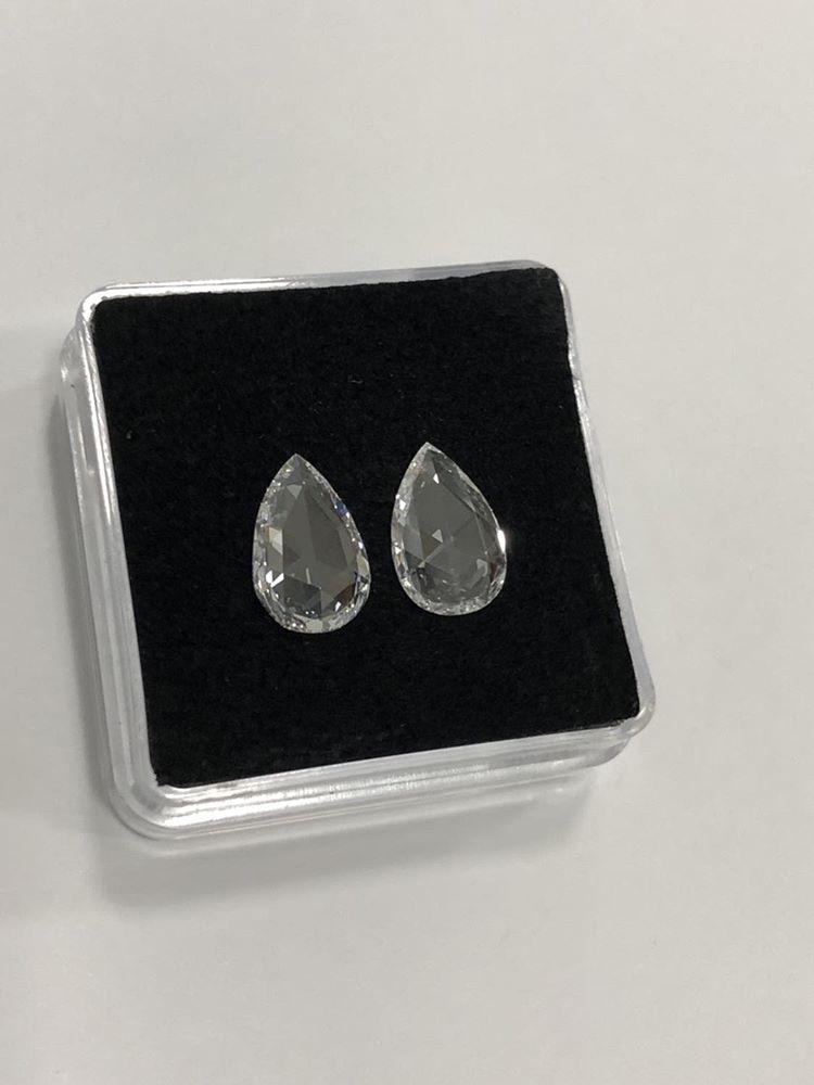 Rose cut Pear Pair D-IF GIA