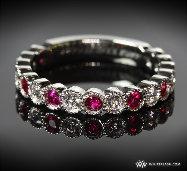 Ruby and Diamond Full Bezel Wedding Band