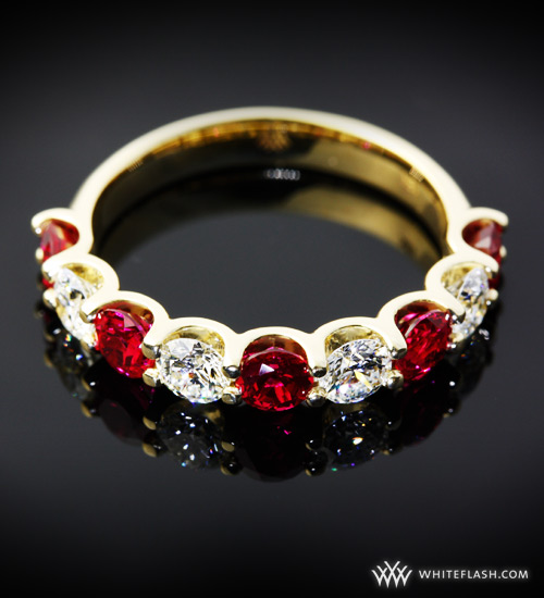 Ruby and Diamond U-Prong Eternity Wedding Band