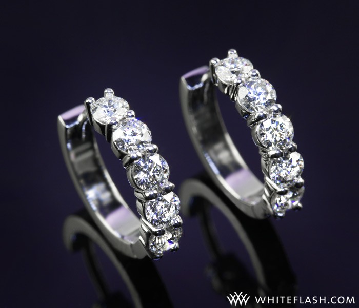 Shared Prong Hoop Diamond Earrings