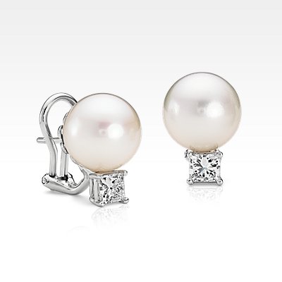 South Sea Cultured Pearl and Diamond Earrings