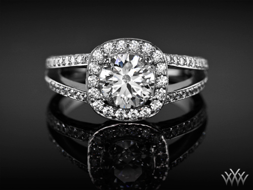 Split Shank Halo Diamond Engagement Ring