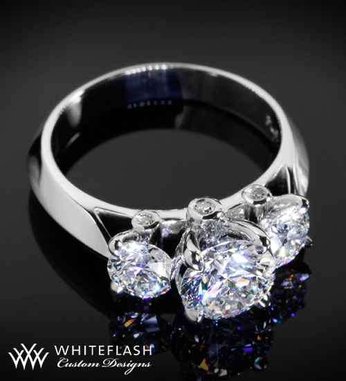 Suprise Three Stone Diamond Engagement Ring
