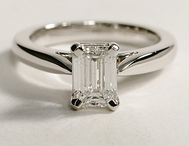 Tapered Cathedral Engagement Ring in Platinum
