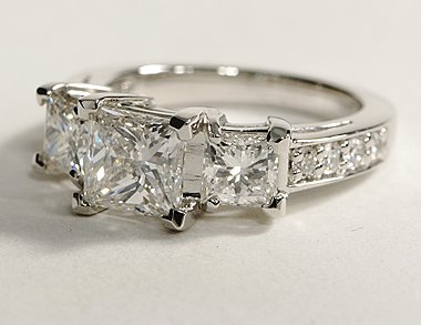 Three Stone Pave Diamond Ring in Platinum (1/4 ct. tw.)