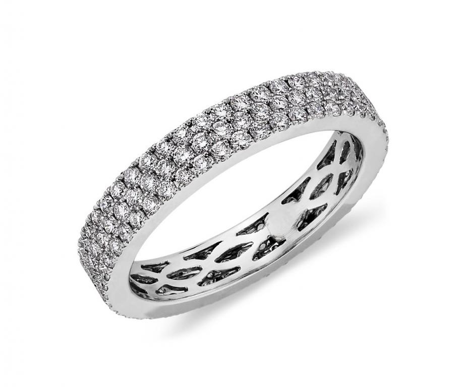 Trio Micropave Diamond Eternity Ring in 18k WG