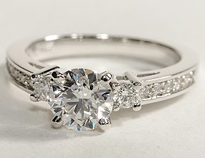 Trio Pave Diamond Engagement Ring