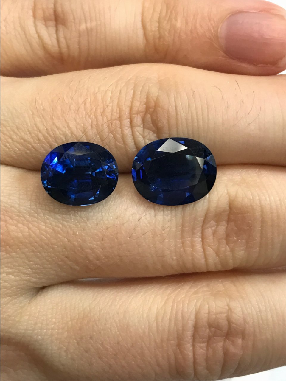 Two royal blue sapphires