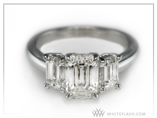 Whiteflash Custom 3 Stone Emerald Cut Diamond Engagement Ring