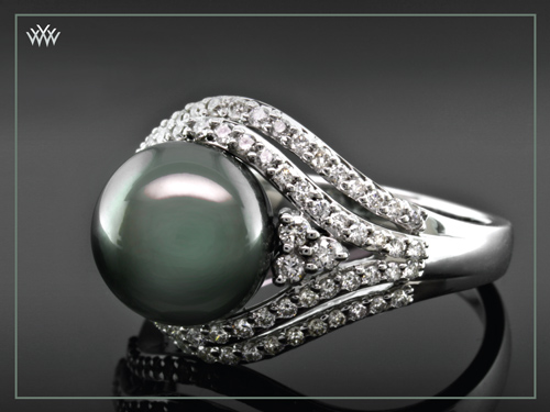 Whiteflash Tahitian Black Pearl and Diamond Ring