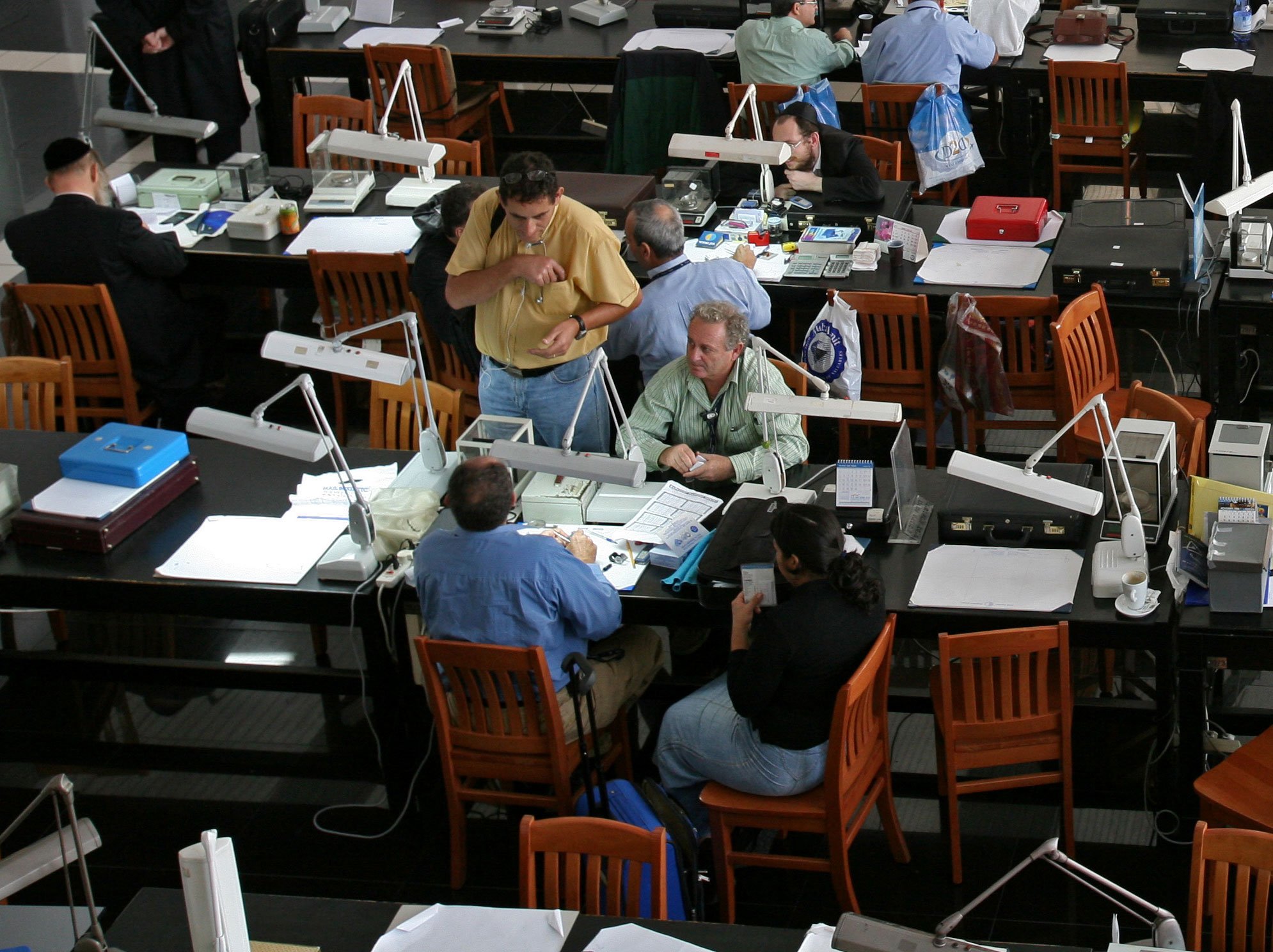 Trading floor of the Israel Diamond Exchange, courtesy Israel Diamond Exchange