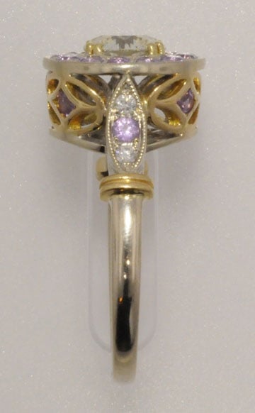 Finished diamond purple sapphire ring profile