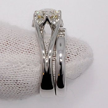 Finished diamond engagement ring with wedding band